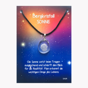 Anhänger Energie Amulett Sonne aus Bergkristall auf großer Karte