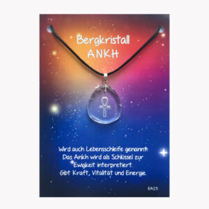 Anhänger Energie Amulett Ankh aus Bergkristall auf großer Karte