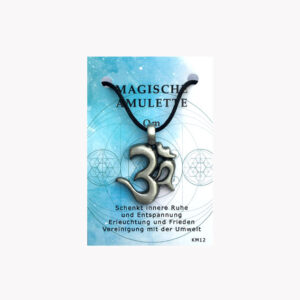 Anhänger Om - Magische Amulette aus Zinn auf kleiner Karte