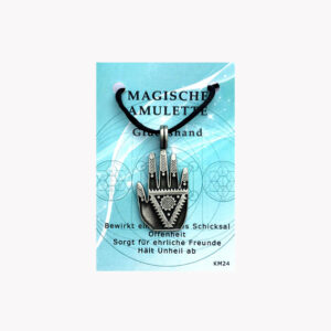 Anhänger Glückshand - Magische Amulette aus Zinn auf kleiner Karte