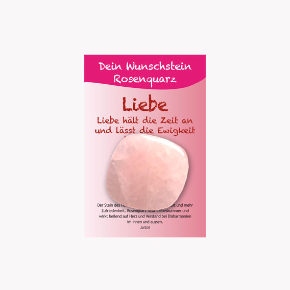 „Liebe“ - Rosenquarz Taschenstein - Dein Wunschstein auf kleiner Karte