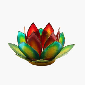 Lotusblume Teelichthalter grün-türkis-rot