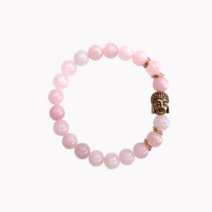 Rosenquarz Armband mit Buddha