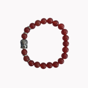 Roter Achat Kugelarmband mit Buddha