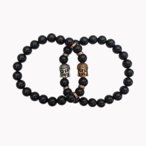 Schwarzer Achat Armband mit Buddha