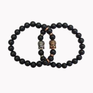 Schwarzer Achat Armband mit Buddha