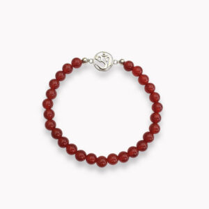 Kugelarmband aus Roter Achat mit Om Symbol