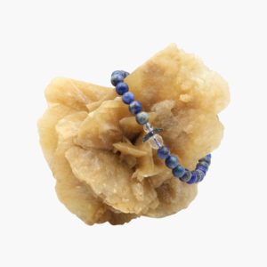 Lazuli Kugel Armband mit Bergkristall Engel