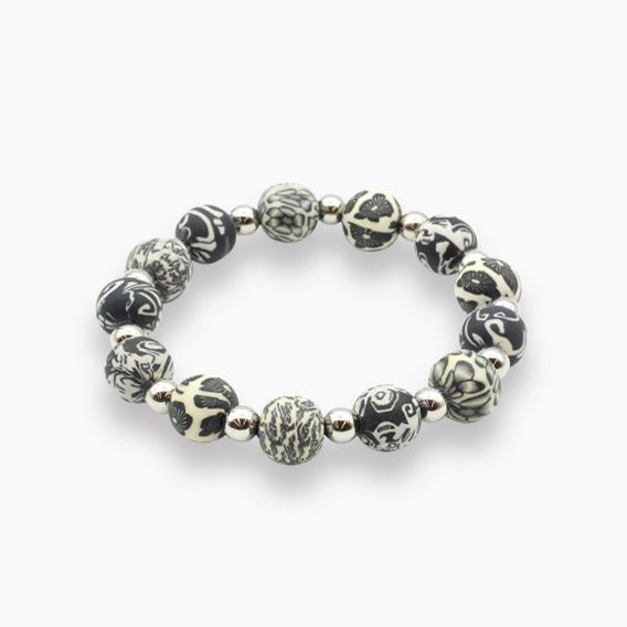 Kugel Armband für Erwachsene schwarz olive Muster
