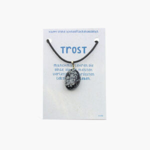 „Trost“ - Happy Stones Trommelstein Anhänger Schneeflockenobsidian