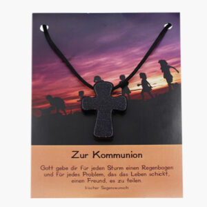 Goldfluss blau Kreuz zur Kommunion auf Karte