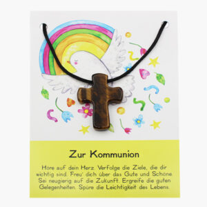 Tigerauge Kreuz zur Kommunion auf Karte
