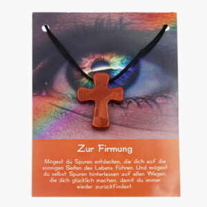 Roter Jaspis Kreuz zur Firmung auf Karte