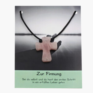 Rosenquarz Kreuz zur Firmung auf Karte