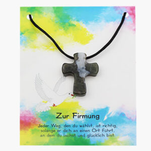 Moosachat Kreuz zur Firmung auf Karte