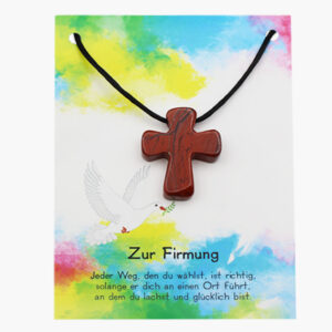 Roter Jaspis Kreuz zur Firmung auf Karte