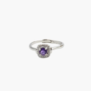 Messing Ring versilbert mit einem Amethyst Schmuckstein facettiert