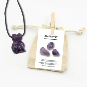Amethyst Katze Anhänger mit Lederband
