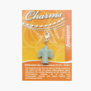 Amazonit Schutzengel Charm auf Karte