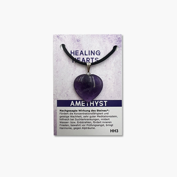 Amethyst Herz Anhänger auf kleiner Karte