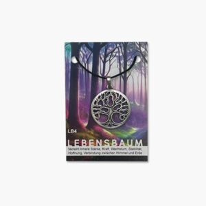 Lebensbaum Zinn Anhänger auf kleiner Karte