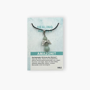 Healing Angels Amazonit Glücksengel Anhänger auf kleiner Karte