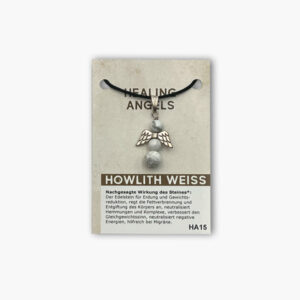 Healing Angels Howlith weiss Glücksengel Anhänger auf kleiner Karte