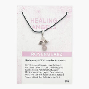 Healing Angels Rosenquarz Anhänger auf Karte