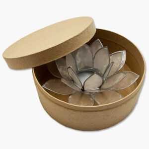 Lotusblume Teelichthalter silver in Geschenkbox