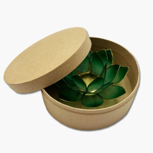 Lotusblume Teelichthalter grün schattiert in Geschenkbox
