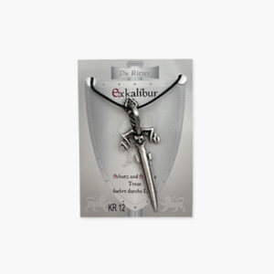Exkalibur Talisman Anhänger aus Zinn auf kleiner Karte (Die Ritter)
