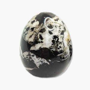 Edelstein Ei Zebramarmor schwarz groß