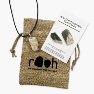 rooh42 Rooh Wasserturmalin Anhaenger mit Oese und Lederband 2