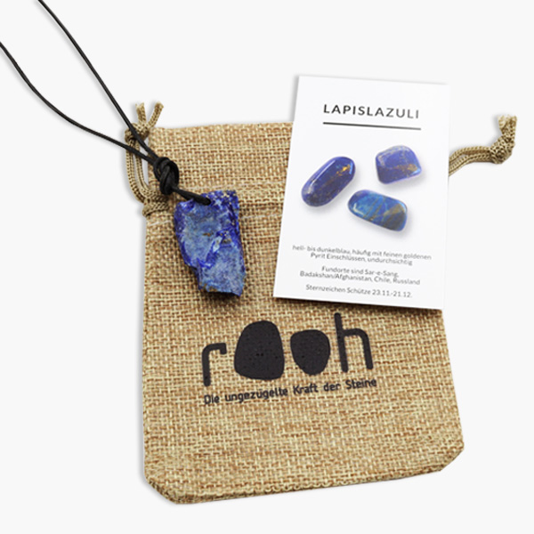 Lapislazuli Rooh Anhänger mit Lederband