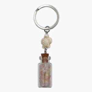 Schlüsselanhänger Wunschflasche mit Rosenquarz