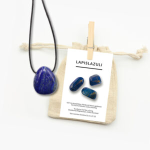 Lapislazuli Trommelstein Anhänger mit Lederband