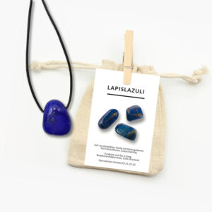 Lapislazuli Trommelstein Anhänger mit Lederband