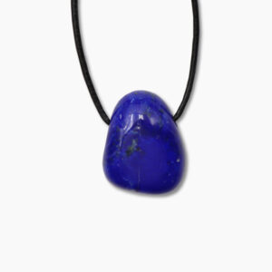 Lapislazuli Trommelstein Anhänger mit Lederband