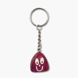 Smiley Schlüsselanhänger aus Achat pink