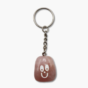Smiley Schlüsselanhänger aus Rosenquarz