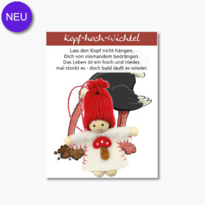 Kopf-hoch Wichtel mit Karte