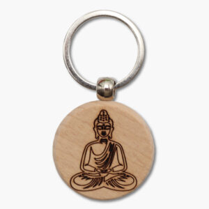 Schlüsselanhänger aus Massivbuche mit Buddha Motiv