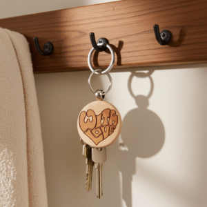 SAH love Schluesselanhaenger aus Massivbuche Motiv With Love 2