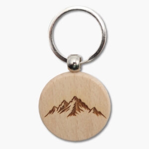 Schlüsselanhänger aus Massivbuche mit Berge Motiv