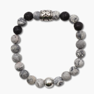 Picassojaspis Armband mattiert mit Lava Perlen
