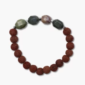 Rudraksha Armband mit Moosachat Perlen