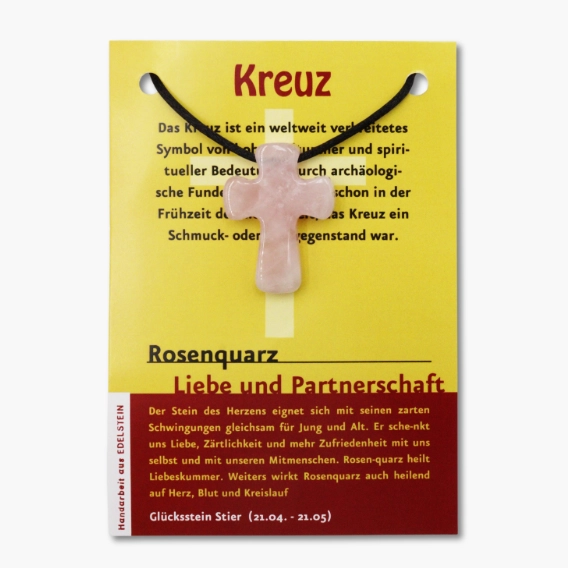 126 09 Rosenquarz Pilgerkreuz Anhaenger auf grosser Karte