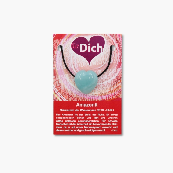 Herz für dich Amazonit Anhänger auf kleiner Karte