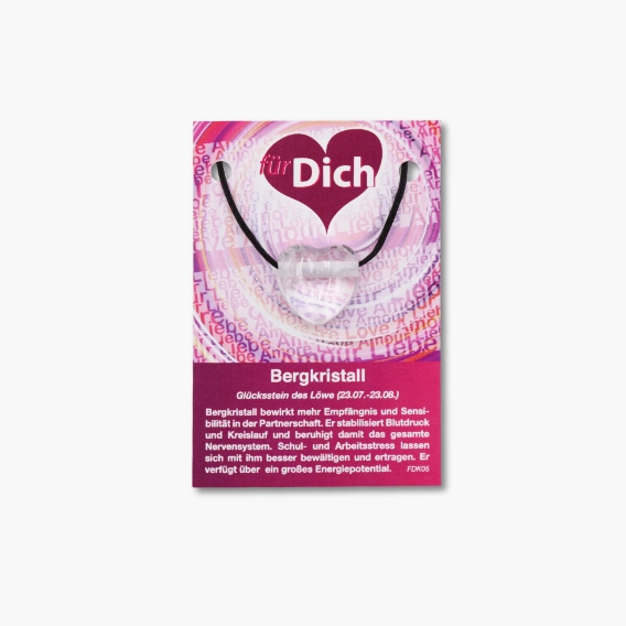 Herz für dich Bergkristall Anhänger auf kleiner Karte