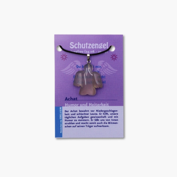Schutzengel Anhänger aus Achat auf kleiner Karte